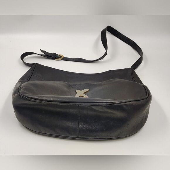 Paloma Picasso Black Leather Handbag Purse Bag Crossbody Vintage - Picture 7 of 16